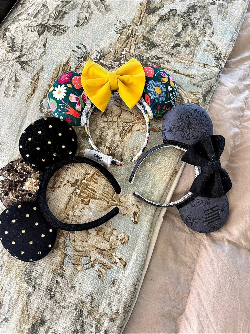 Disney Black and Gold Minnie Mouse Ear Headband, Floral and Haunted Mansion Ears